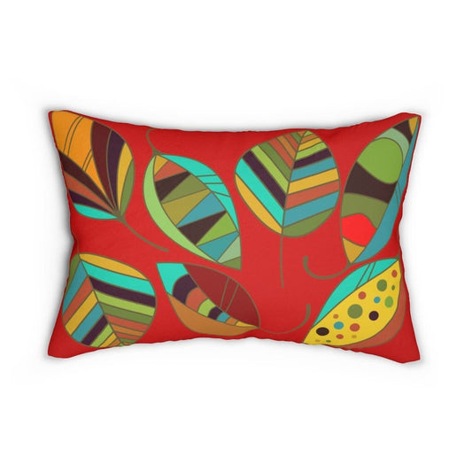 Decorative Lumbar Throw Pillow - Red Autumn Leaves