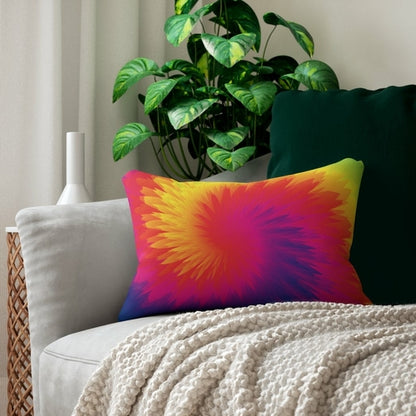 Decorative Lumbar Throw Pillow - Tie Dye Rainbow Swirl Pattern