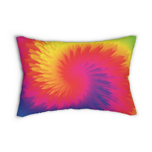 Decorative Lumbar Throw Pillow - Tie Dye Rainbow Swirl Pattern