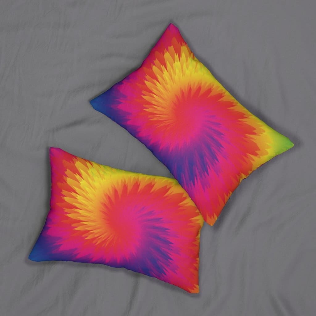 Decorative Lumbar Throw Pillow - Tie Dye Rainbow Swirl Pattern