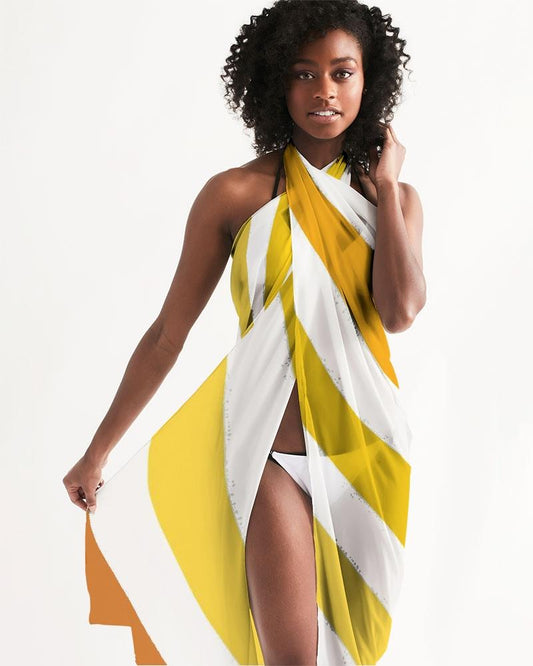Sheer Herringbone Yellow Swimsuit Cover Up