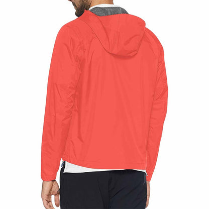 Red Orange Hooded Windbreaker Jacket - Men / Women