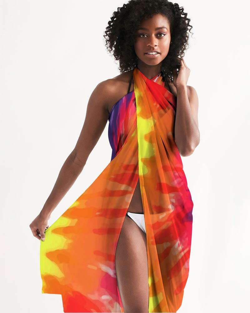 Sheer Rainbow Tie Dye Swimsuit Cover Up