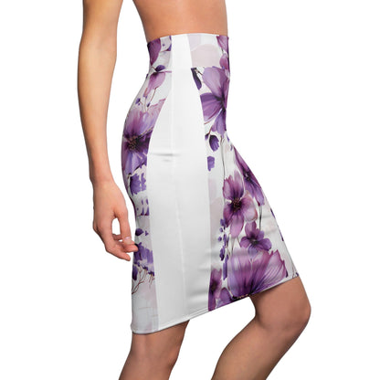 High Waist Womens Pencil Skirt - Contour Stretch - Purple and Violet