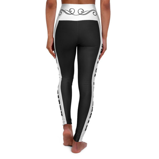 Womens High Waist Fitness Leggings - Black and White Salt of the Earth