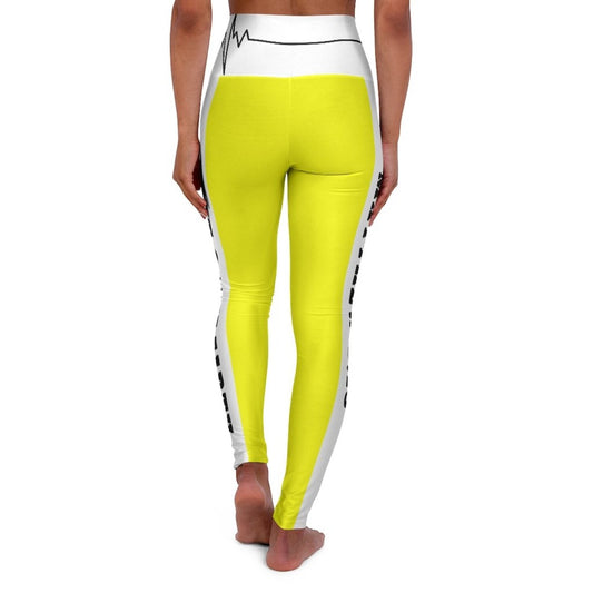 Womens High Waist Fitness Leggings - Bright Yellow Salt of the Earth