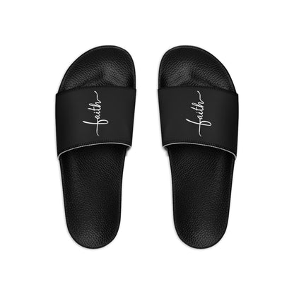 Mens Black Slide Sandals - Faith Christian Inspiration