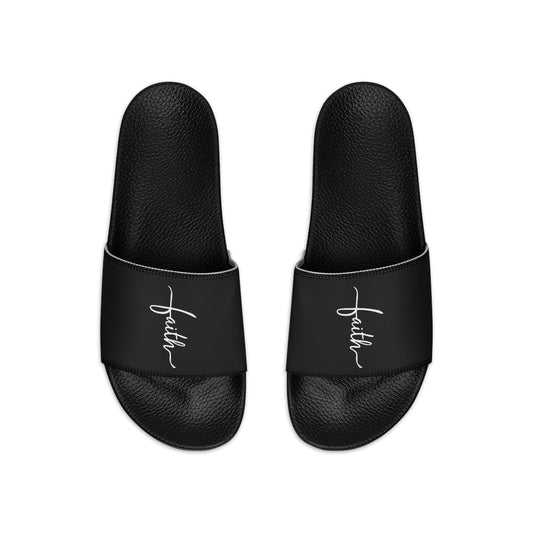 Mens Black Slide Sandals - Faith Christian Inspiration