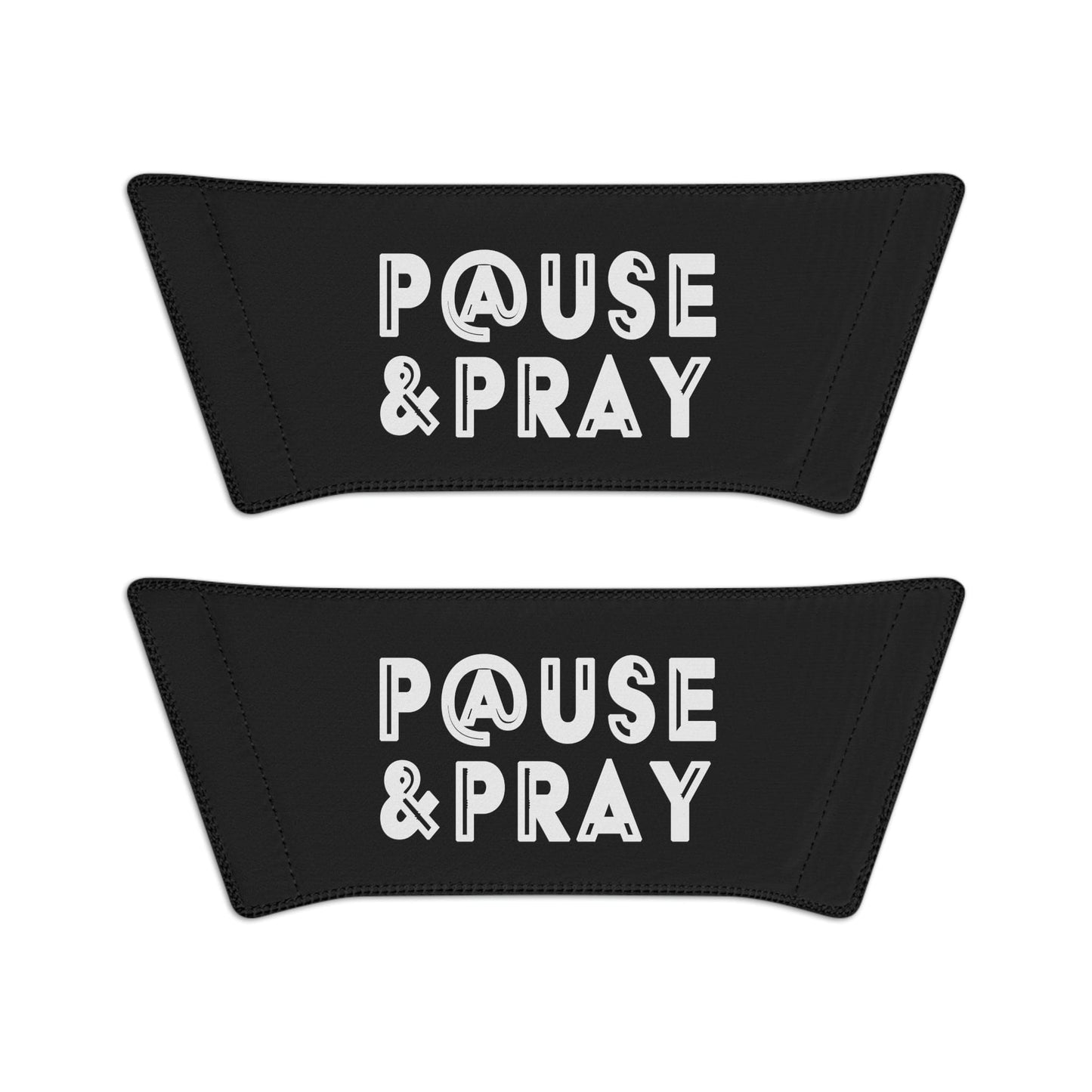Mens Black Slide Sandals - Pause and Pray - Christian Inspiration