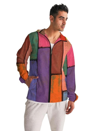 Mens Hooded Windbreaker - Rainbow Casual/sports Water Resistant Jacket