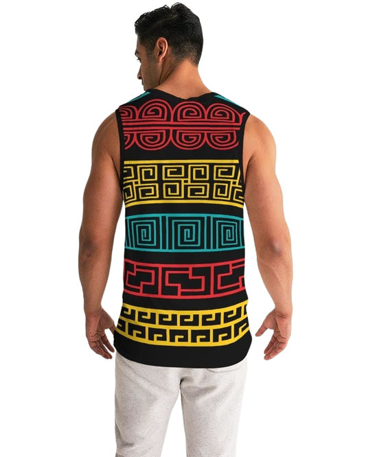 Mens Graphic Tank Top - Colorful Pattern Sports Top