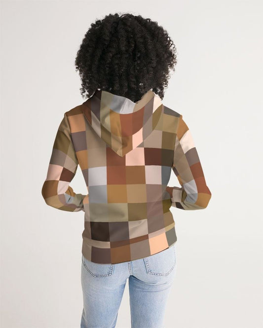 Womens Hoodie - Brown Multicolor Colorblock Pattern