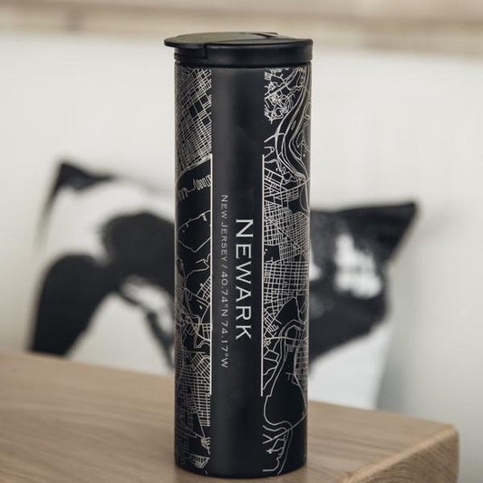 Newark - New Jersey Map Tumbler in Matte Black
