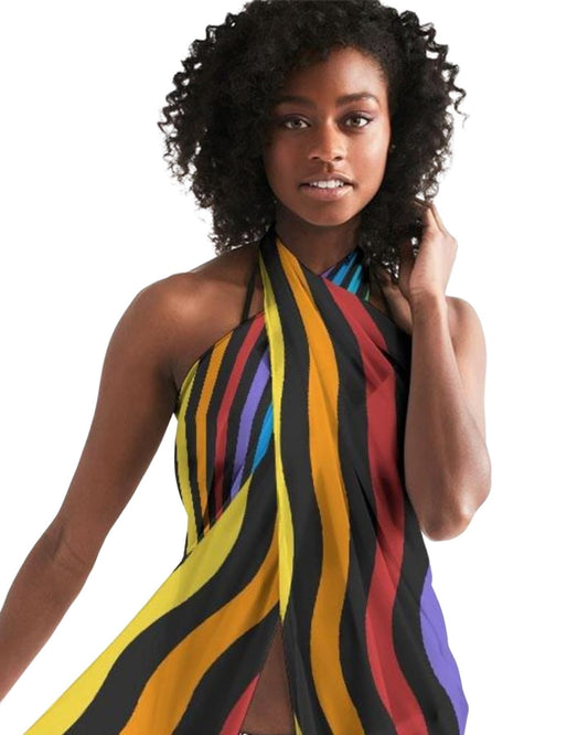 Sheer Rainbow Striped Swimsuit Cover Up