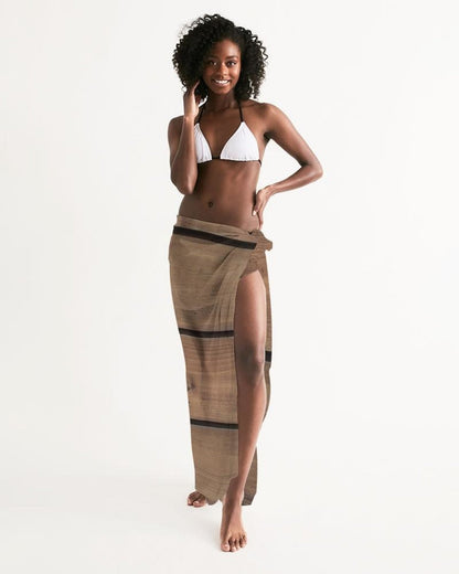 Sheer Sarong Swimsuit Cover Up Wrap / Brown Wood