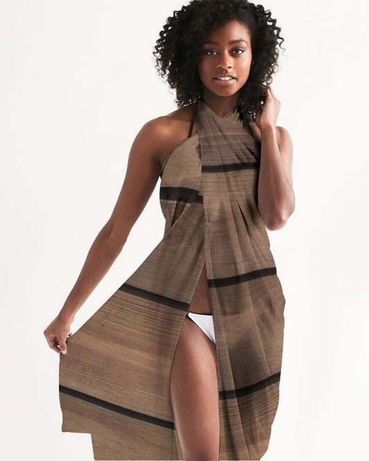Sheer Sarong Swimsuit Cover Up Wrap / Brown Wood