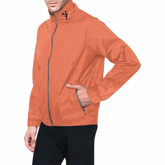 Burnt Sienna Red Hooded Windbreaker Jacket - Men / Women