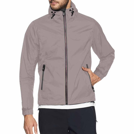 Coffee Brown Hooded Windbreaker Jacket - Men / Women