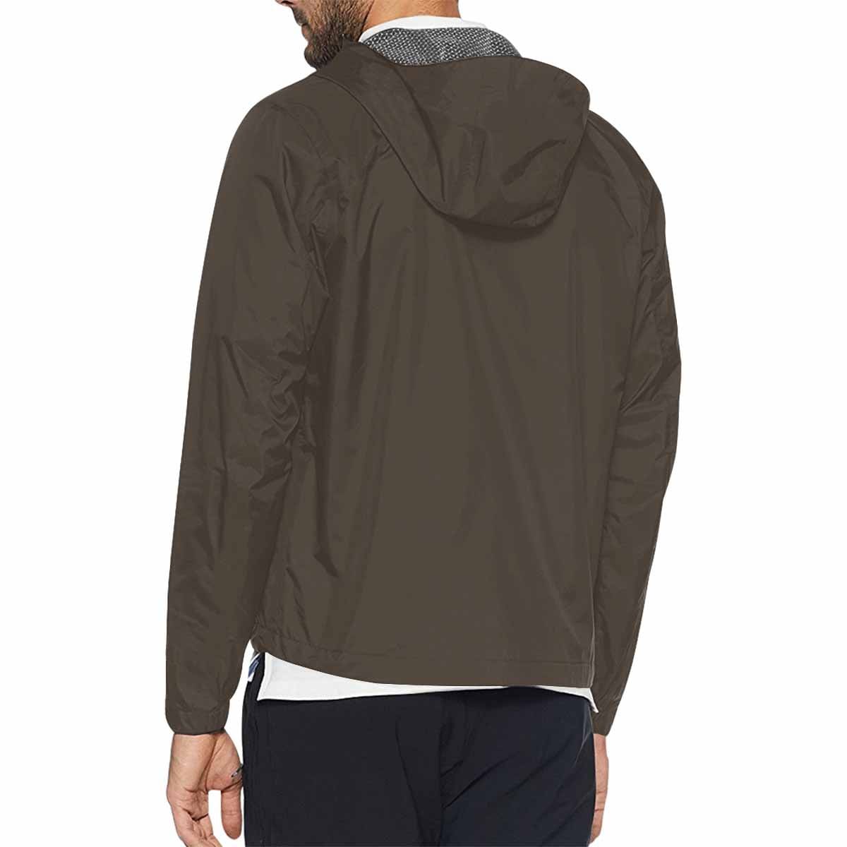 Dark Taupe Brown Hooded Windbreaker Jacket - Men / Women
