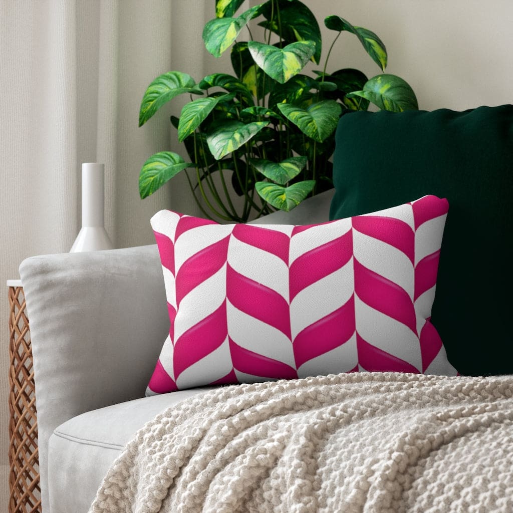 Decorative Lumbar Throw Pillow - Pink Chevron Pattern
