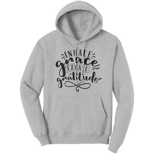 Graphic Hoodie Sweatshirt, Inhale Grace Exhale Gratitude Hooded Shirt