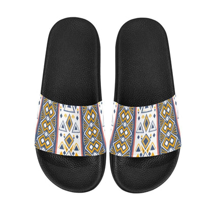 Mens Slide Sandals - White Paisley Print