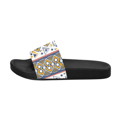 Mens Slide Sandals - White Paisley Print