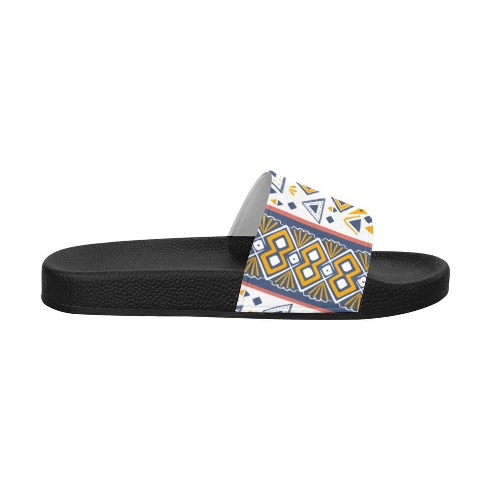 Mens Slide Sandals - White Paisley Print