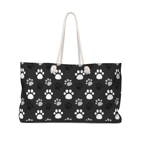 Weekender Tote Bag - Black and Grey Paws