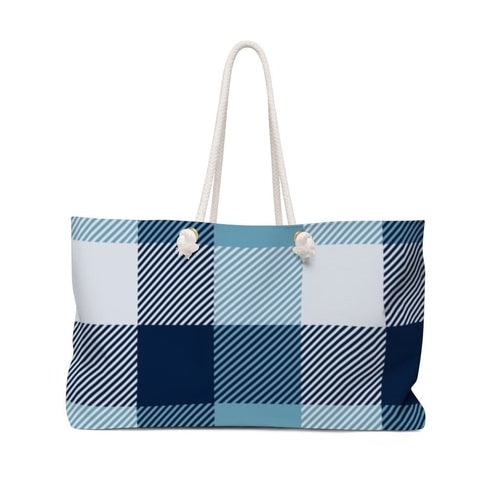 Weekender Tote Bag - Blue/white Plaid
