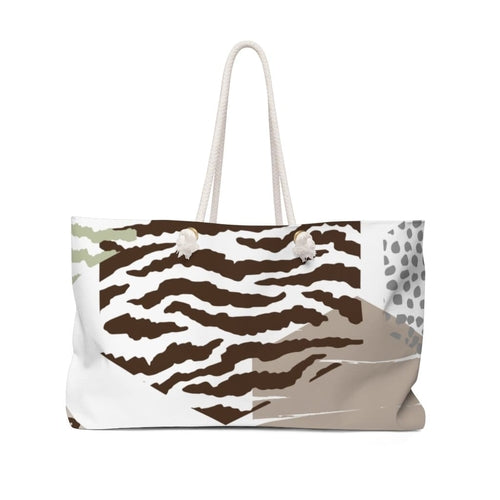 Weekender Tote Bag - Brown Taupe Print