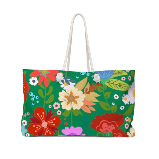 Floral Green Handbag - Weekender Tote Bag