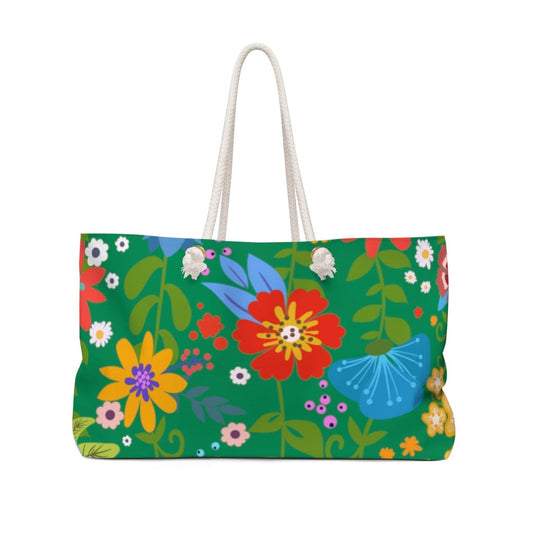 Floral Green Handbag - Weekender Tote Bag