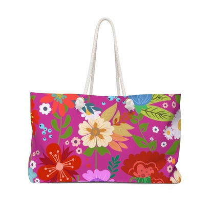 Weekender Tote Bag - Floral Print - Pink