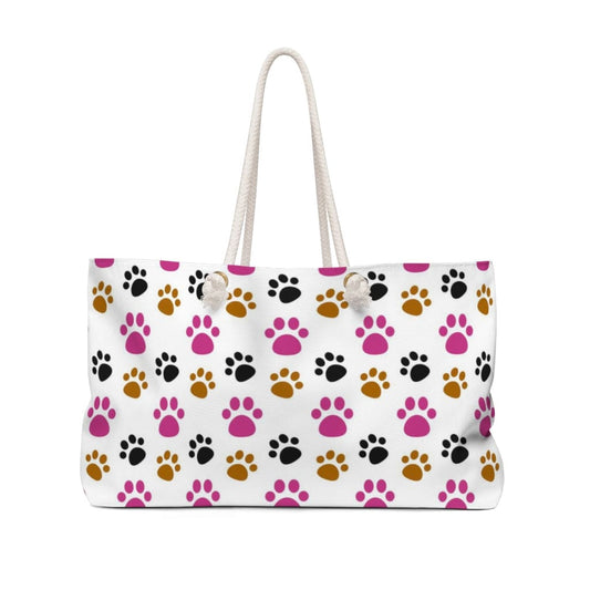Weekender Tote Bag - Pink and Black Paws
