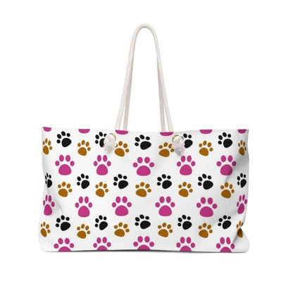 Weekender Tote Bag - Pink and Black Paws