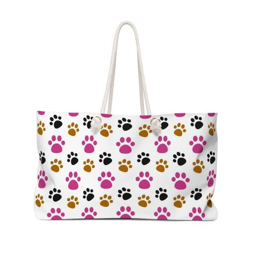 Weekender Tote Bag - Pink and Black Paws
