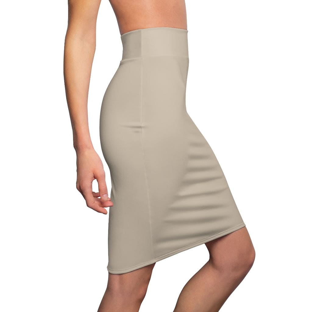 Womens Mini Skirt - High Waisted - Light Brown Pencil Skirt