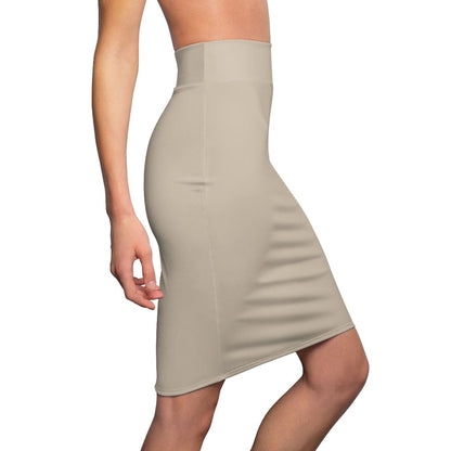 Womens Mini Skirt - High Waisted - Light Brown Pencil Skirt