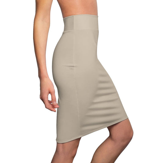 Womens Mini Skirt - High Waisted - Light Brown Pencil Skirt