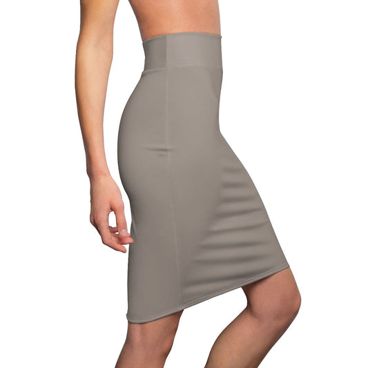 Womens Skirt - Taupe Brown Pencil Skirt