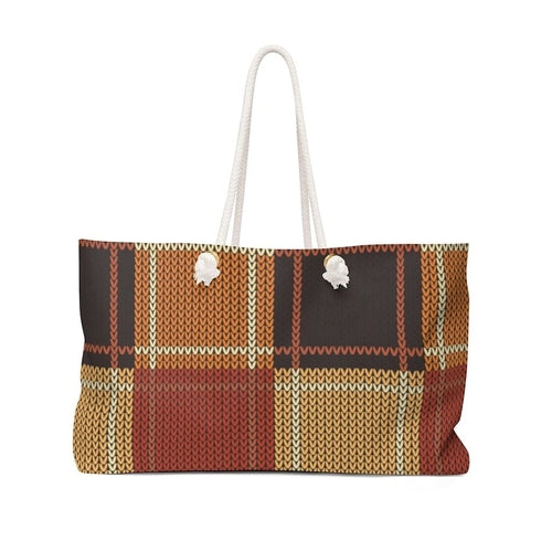 Weekender Tote Bag - Brown Checker