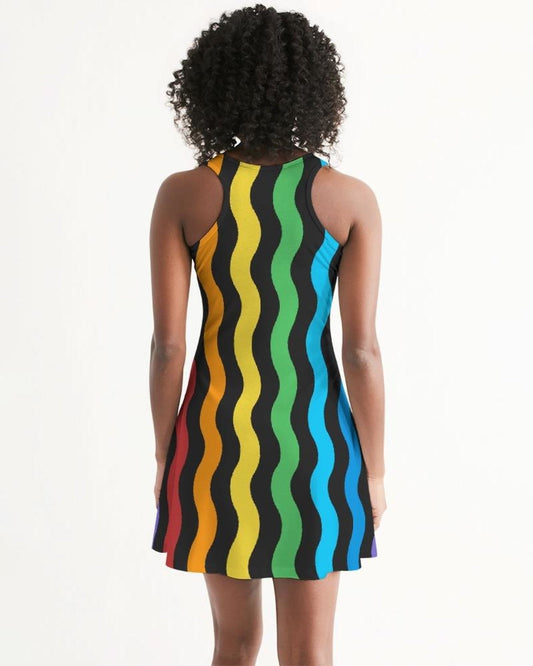 Womens Dress - Rainbow Stripped Style Racerback Dress