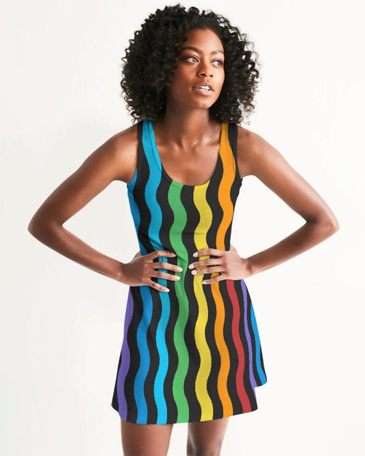 Womens Dress - Rainbow Stripped Style Racerback Dress