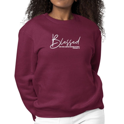 Womens Graphic Sweatshirt Blessed with Every Spiritual Blessing White