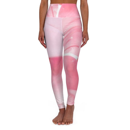 Womens Hhigh-waist Fitness Legging Yoga Pants - Pink Flower Bloom