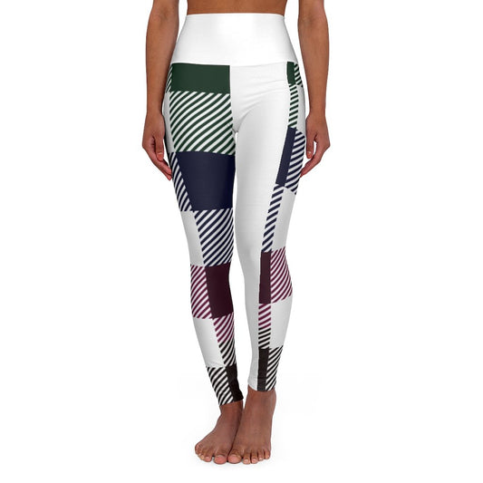Womens High-waist Fitness Legging Yoga Pants - Multicolor Plaid