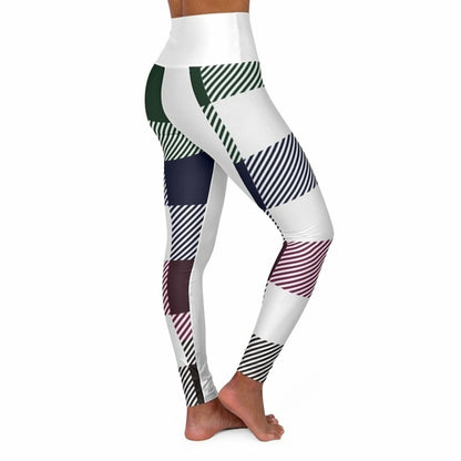 Womens High-waist Fitness Legging Yoga Pants - Multicolor Plaid