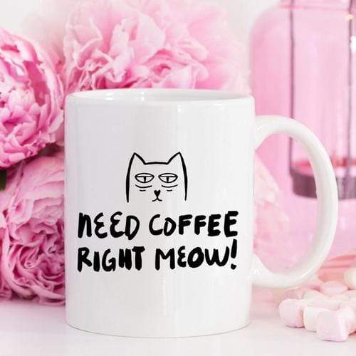 Magenta Shadow Gifts 11oz Coffee Mug - Need Coffee Right Meow - Funny