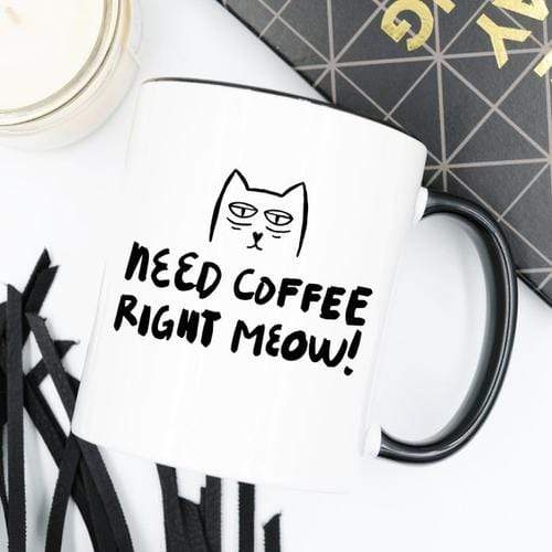 Magenta Shadow Gifts 11oz Coffee Mug - Need Coffee Right Meow - Funny
